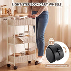 FOCHIER F Utility Slim Storage Cart,3-Tier Rolling Kitchen Office Laundry Room Cart with Wheels,Mobile Shelving Unit Organizer for Living Room,Bathroom, Baby Diaper,Art,Dining Room Narrow Places - Image 5