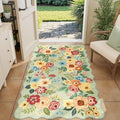 DUKINO 3x5 Area Rugs, Non Slip Floral Washable Rug for Bedroom, Green by DUKINO