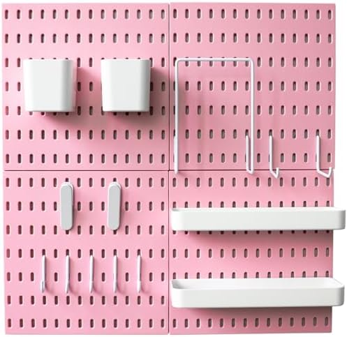MULSAME Pegboard Combination Kit, Wall Mounted Storage Set with 8 Pegboards & 28 Accessories Hanging, Peg Boards Organizer for Walls Display, Crafts Organization, Kitchen Organizer, 22" x 44" Pink - Image 6