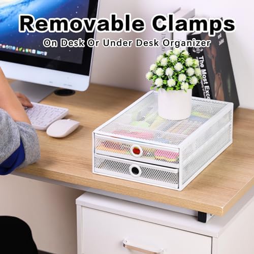 ROSYLINE Under Desk & Desktop Drawer Organizer, 2-Tier Big Capacity - Image 3