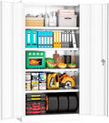 Superday 72" Lockable Steel Storage Cabinet, Locking Metal Storage Cabinets, Tall White Cabinet with 2 Doors and 4 Adjustable Shelves for Garage, Home Office, Classroom, File, Easy Assemble by SuperdayMetalFurniture