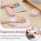 Sushret Mouse Pad and Keyboard Wrist Rest, 3-in-1 Gel Memory Foam Ergonomic Mouse Pad with Wrist Rest Set, Gaming Mousepad Arm Cushion Support for Computer Office Desk Accessories Cute Setup, Pink - Image 2