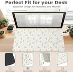 Pastel Ditsy Floral Office Desk Mat 31.5" x 15.7" Desktop Mat PU Leather Large Mouse Pad White Mousepad Non-Slip Table Mat for Girls, Women, Home, Work, Computer, and Gaming - Image 3