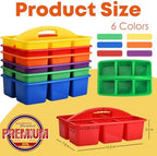 ALINK Plastic Classroom Caddy with 6 Compartments, 6-Pack Teacher Supply Storage Caddy Organizer for Classroom Supply, Office, Table, Desk, Craft Art, Pencil, Crayon, Marker - Assorted Colors - Image 2