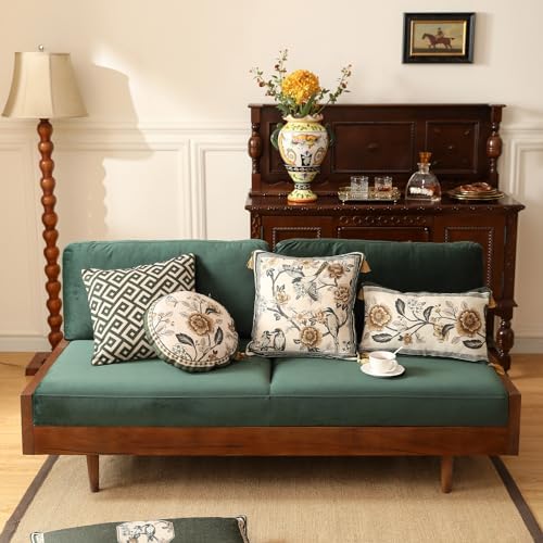 ISAENNE Vintage Linen Square Throw Pillow Cover,Set of 2,18"x18"-Murad A - Image 3