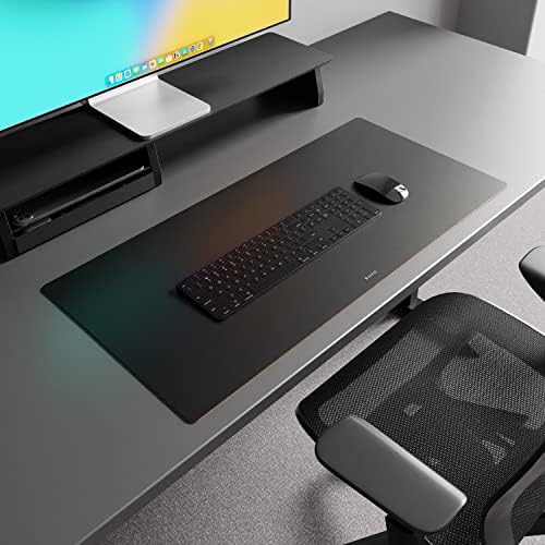 Leather Desk Mat Non Slip Large Mouse Pad Desk Blotter (Deep Black, Large - 33.5" x 15.7") - Image 2