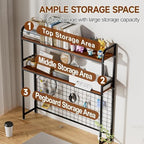 2-Tier Desk Shelf with Grid Panel, Freestanding, Black, 37.4" W - Image 3