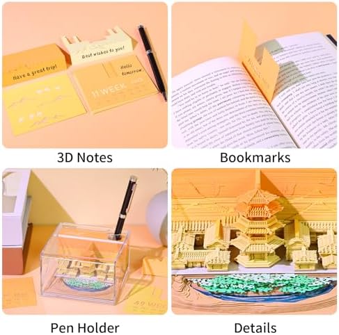 3D Memo Pad, 3D Calendar 2027, Time Piece Calendar, Tear-Off Calendars 2027, 3D Paper Carving Art Memo Pad, Art Carving Sticky Notes for Office Home Gifts Ornaments (Crescent Lake) - Image 4