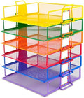 6 Pack Stackable Paper Tray Classroom, Rainbow by Lingvee