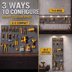 Pegboard Organizer, 4 Pack 12 x 16 in Metal Panels, 6 Bins, Gunmetal Gray - Image 5