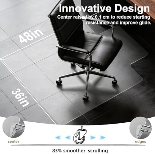 Clear Chair Mat for Hard Floor, 36" x 48" Heavy Duty Desk Mat, Convex - Image 4