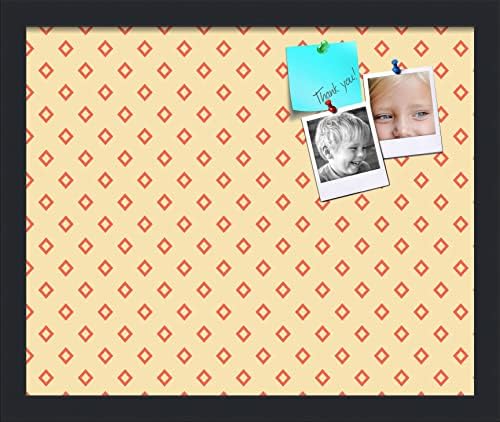 PinPix 17x14 inch Cork Bulletin Board. This Decorative Framed Pin Board Comes with Diamonds in Red and Yellow Design and Satin Black. Ideal for Home, Office Decor or School (PinPix-333) by PinPixBulletinBoards