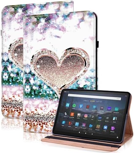 Case for Amazon Kindle Fire Max 11 (13th Generation, 2023 Release) 11" - PU Leather Flip Case with Elastic Band & Card Slots/Holder, Multi-Angle Viiewing Stand Tablet Cover, Diamond Peach by TUOLISG