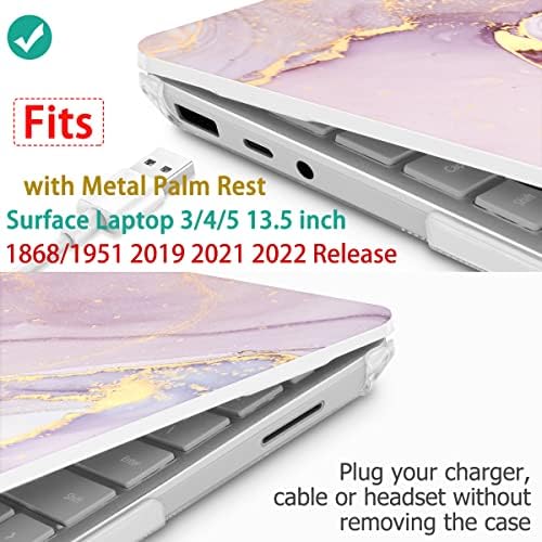 Mektron Case for 13.5" Microsoft Surface Laptop 5/4/3 with Metal Palm Rest Model 1951/1868,2019/2021/2022 Plastic Hard Shell Cover with Screen Protector + Keyboard Cover + Dust Plug,Pink Marble - Image 3