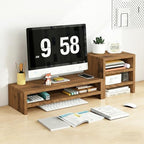 Solid Wood Monitor Stand Riser & Laptop Stand Desk Organizer - Office Accessories for PC Workspace, Computer Organization, Countertop Hutch Flamed Wood Combination 2 by Unknown