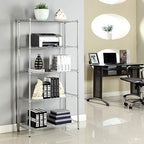5 Tier Storage Racks Shelving, Heavy Steel Pantry Shelves, Adjustable Wire Shelving Rack, Suitable for Garage, Kitchen, Bathroom, Office, 29" W x 13.4" D x 59" H, Chrome - Image 4