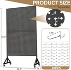 Metal Pegboard Display Stand 3 x 5.5 Feet, Adjustable Height with 40 Peg Board Hooks and Wheels, Pegboard Display Rack, Craft Display Rack, Retail Display Rack, Garage Peg Board - Image 3
