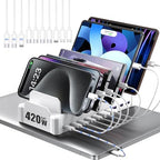 Zobirez 420W 10-Port Fast USB Charging Station for Multiple Devices, White by Zobirez