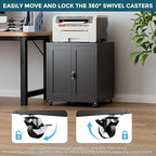 Large Printer Stand with Storage and Lock, 3D Heavy-Duty Printer Cabinet, Printer Table for Home Office with Doors and Adjustable Shelves, for Office Copier and Fax Machine, Black - Image 3