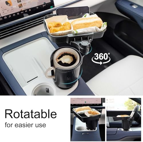 Car Large Cup Holder Expander, 2-in-1 Cupholder Extender with Swivel and Detachable Snack Food Tray Table for Eating, Travel Essentials for Road Trips for Driver. Model B - Image 3