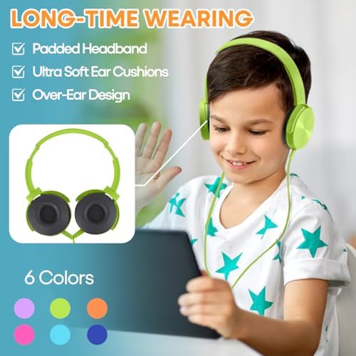 Bulk Headphones 12 Pack for School Classroom Kids K-12, Wholesale Wired Durable Computer Earphones Class Set for Students Children Toddler Teens Boys Girls and Adult (HY450, 12 Mixed) - Image 4