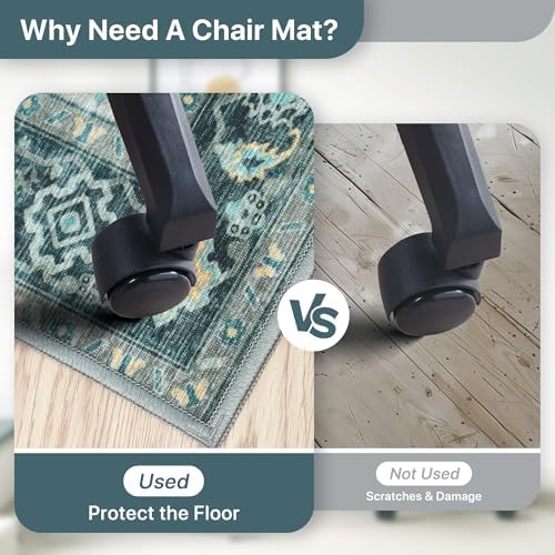 36"x60" Office Chair Mat for Hardwood Floor, Non-Slip Washable Turquoise - Image 4