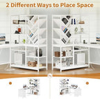 58" White L Shaped Desk with Bookshelf and 3 Drawers for Home Office - Image 4