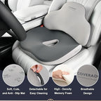 Coverado Car Seat Cushion and Lumbar Support Pillow, Memory Foam Ergonomic Back Support Driving Seat Cushion for Sciatica, Tailbone, Back Pain, Non-Slip Washable Cushion for Car, Driver, Office - Image 5