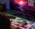 RGB Gaming Mouse Pad Large Extended Desk Mat 35.4x15.7in XXL XXXL Mousepad LED Light Up Keyboard Mat PC Gamer Desk Pad Gaming Accessories Extra Big Mouse Mats Full Desk - Urban Warfare - Image 4