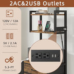 HIGDBFE 3 Drawer File Cabinet with Charging Station, 45''H, 3-Tier Small Filing Cabinet for Home Office, 11''*16'' for Small Printer, Fabric Drawer Fits Letter/A4, Tall Printer Stand, Rustic Brown - Image 6