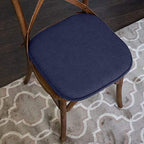 Sweet Home Collection Chair Cushion Memory Foam Pads with Ties Honeycomb Pattern Slip Non Skid Rubber Back Rounded Square 16" x 16" Seat Cover, 6 Pack, Navy 6 Pack - Image 2