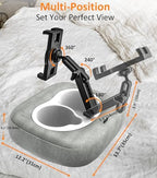 Pillow Tablet Holder Stand, 360°Adjustable Tablet Pillow Mount for Bed Lap Desk [Soft Skin-Friendly Fabric] fit for iPad, Galaxy Tab, Kindle, Fire, Phone, 4-13" (Detachable Washable, Gray) - Image 5
