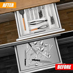 Bellsal Large Premium Bamboo Silverware Organizer - Expandable Utensil Drawer Organizer - 17"x19.6" Utensil Holder and Cutlery Tray with Grooved for Kitchen Flatware and Utensils(7-9 Slot, White) - Image 3