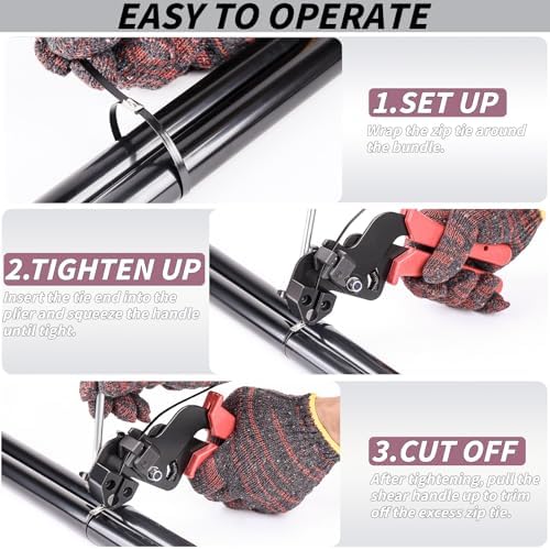 400PCS Metal Zip Ties Gun Kit, 6/8/12 Inch Heavy Duty Metal Zip Ties, Multi-Purpose Self-Locking Cable Tie Tool Set for Vehicles Farms Plants Fences Pipe Bundling, Scissors - Image 5