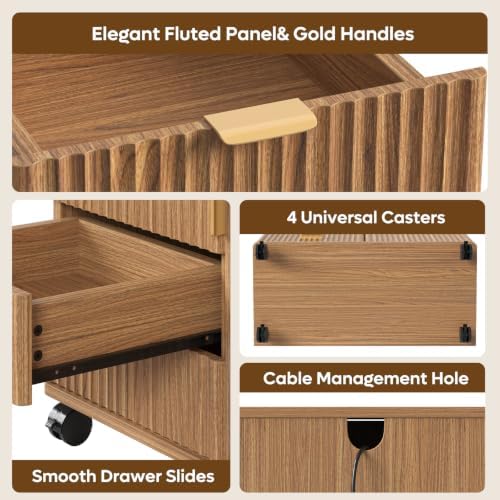 Bestier Office Storage Cabinet with 5 Drawer Adjustable Shelf, Brown - Image 4