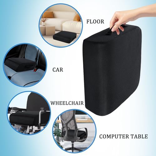 MINUPWELL 6" Gel Seat Cushion Extra Thick, 2 Layers Memory Foam Adult Booster Seat Cushion, Thick Wheelchair Cushions, Thick Adult Booster seat Chair Cushion for Car Seat - 18x16x6in -（Black） - Image 7