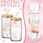 6 Set Christian Glass Cups with Lids and Straw Bible Verse 16 oz - Image 4