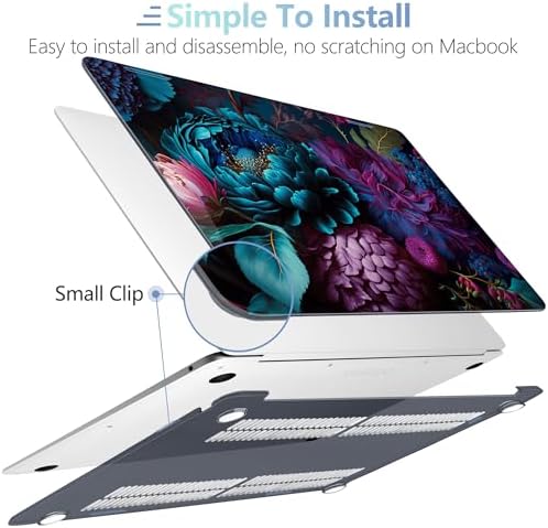 MEEgoodo for MacBook Air 13.3 inch Case 2021 2020 2019 2018 A2337 M1 A2179 A1932, Hard Shell with Keyboard Webcam Cover & Trackpad Film & Type C Adapter for MacBook Air M1, Beautiful Fantasy Flower - Image 4