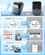 NIIMBOT B1 Pro 300 DPI Label Maker with Red & Black Printing, Blue - Image 2