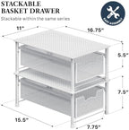 Simple Houseware Stackable Cabinet Basket Drawer Organizer, White - Image 2