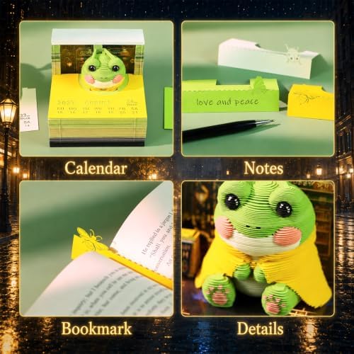 Time Piece Calendar 2027, 3D Sticky Notes Frog Weekly Desk Calendar - Image 3