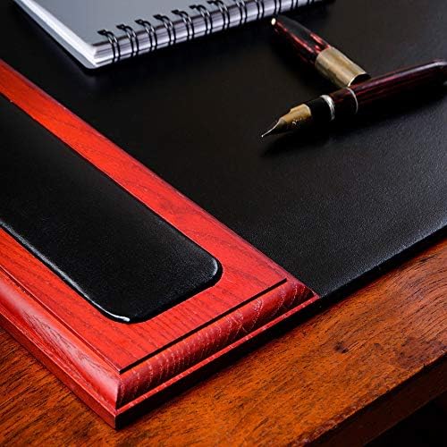 Dacasso Rosewood and Leather Desk Pad with Side-Rails, 25.5 by 17.25 Inch (P8002) - Image 3