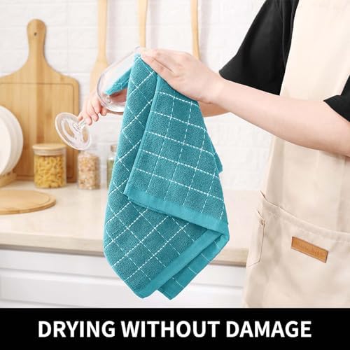 Homaxy Cotton Terry Kitchen Towels and Dishcloths Set of 16, Lake Blue - Image 5