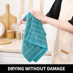 Homaxy Cotton Terry Kitchen Towels and Dishcloths Set of 10, Lake Blue - Image 5