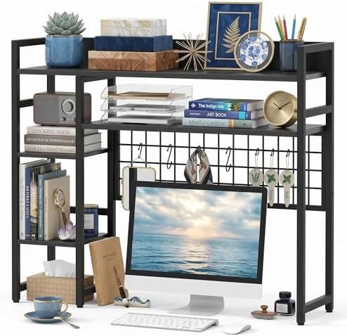 POWERSTONE Desktop Bookshelf for Monitors up to 32", Black - Image 3