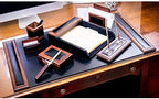 DACASSO Wood & Leather Desk Set - Luxury Leather Desk Pad & Desk Organization Essentials - Office Organization & Executive Desk Decor - (Walnut and Black, 8 Piece) - Image 2