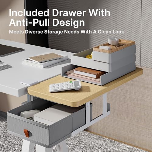 PEGZONE Desk Extender Tray, 24" x 12", with Storage Drawer, Medium, Wood - Image 4