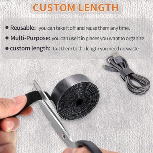 IFNOW 32FT Reusable Fastening Tape Cable Ties Double-Sided Hook-and-Loop Cable Management Tape Strength and Durability 0.4''/Width (5, Yellow) - Image 2