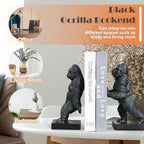 Decorative Bookends, Art Book Ends for Heavy Books, Heavy Bookends for Shelves, Vintage Non-Slip Base Book Holder, Resin Book Stopper for Home Office Decor (Black Gorilla) - Image 5