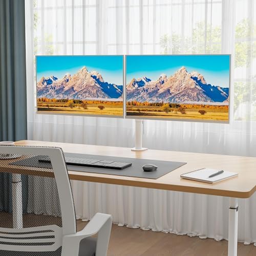 BONTEC Dual Monitor Desk Mount, 13-27 Inch, 22lbs, VESA 75x75/100x100,White - Image 2